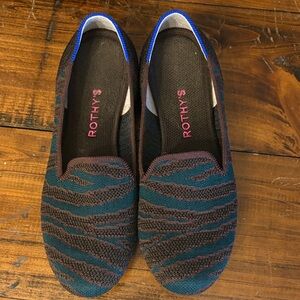 Rothy's Brown and Teal Patterned Flats